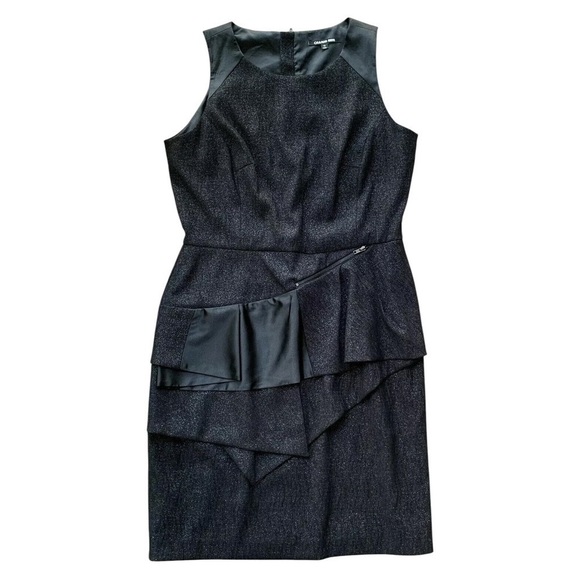 Gianni Bini Ruffle Tiered Metallic Shimmer Zip Cocktail Dress Black Size 10 - Picture 7 of 7